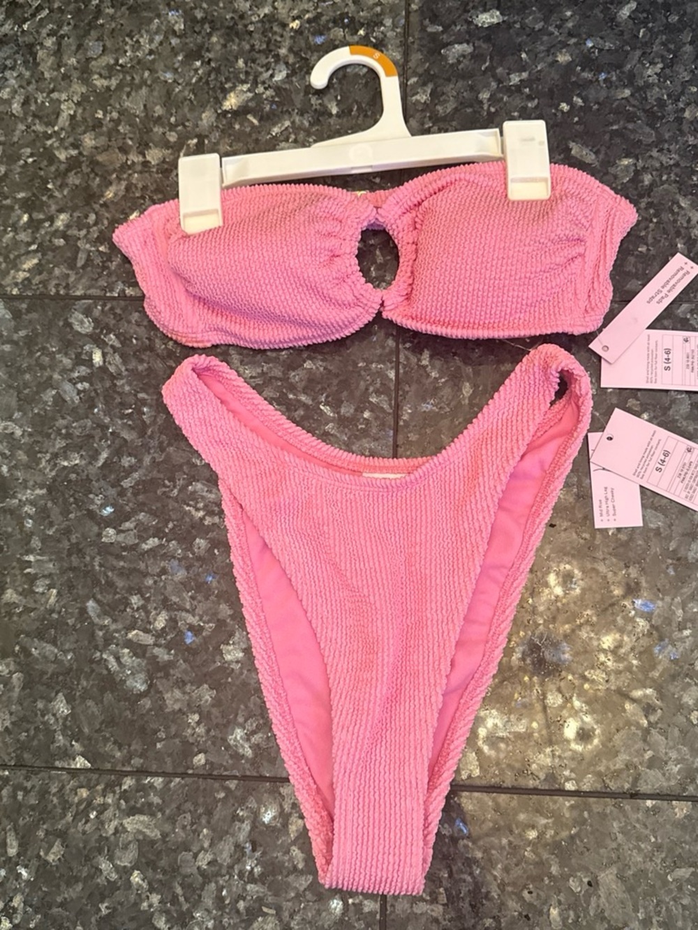 wild fable Pink Textured Bandeau Bikini Set